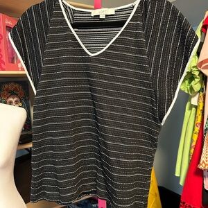 LOFT Black and White Striped Women's Top